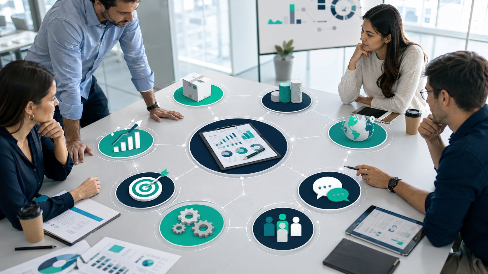 8 Ps do marketing representados em uma estratégia empresarial integrada