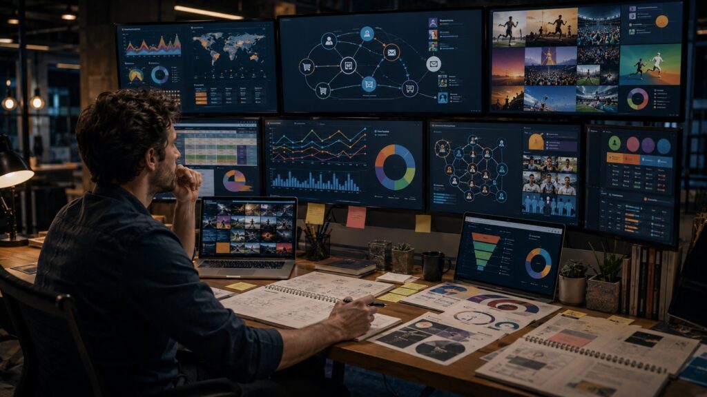 Analista de marketing acompanhando campanhas, dados de clientes e resultados comerciais-->