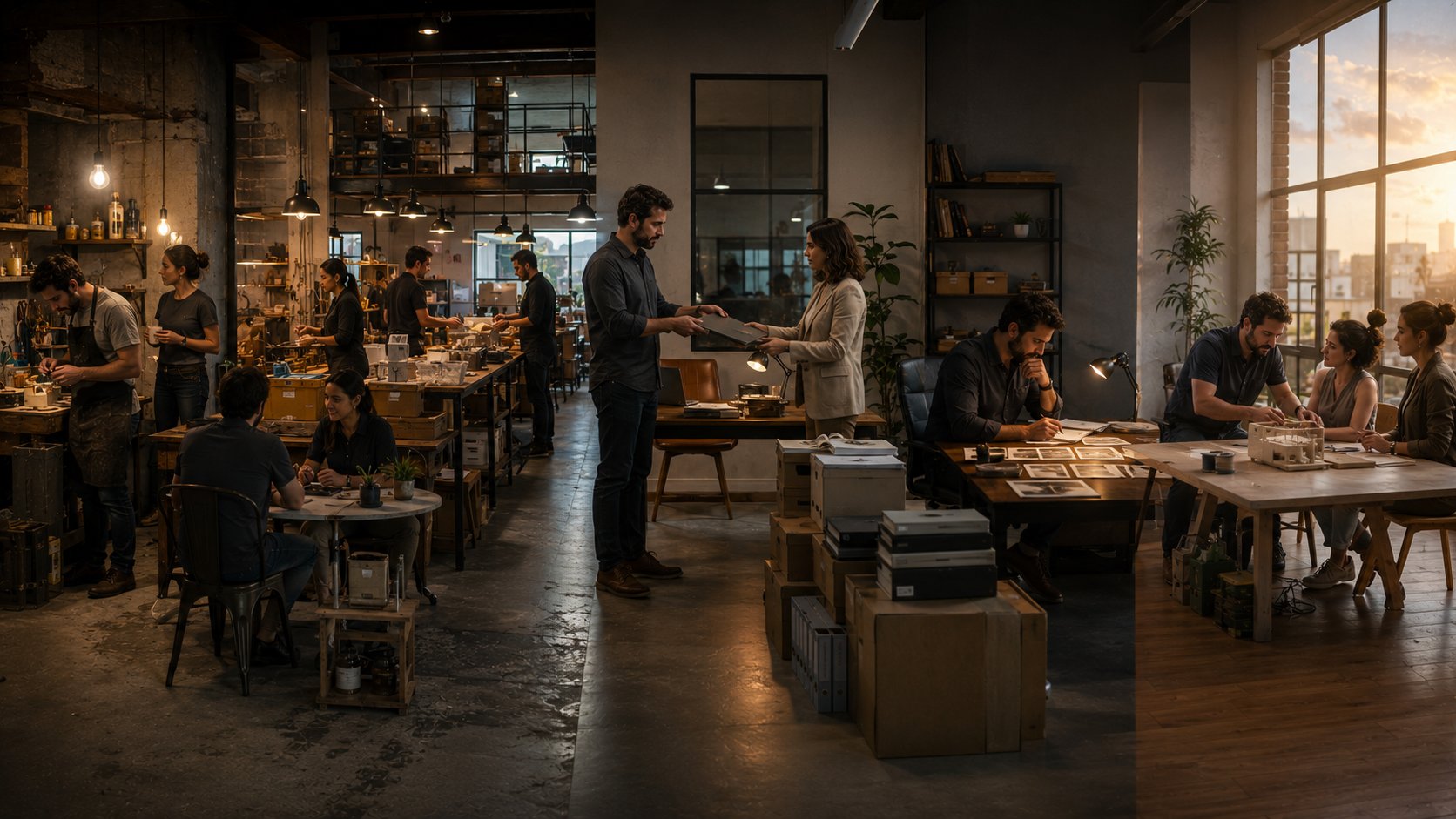 Artesã testando preços e observando clientes em uma feira de produtos artesanais