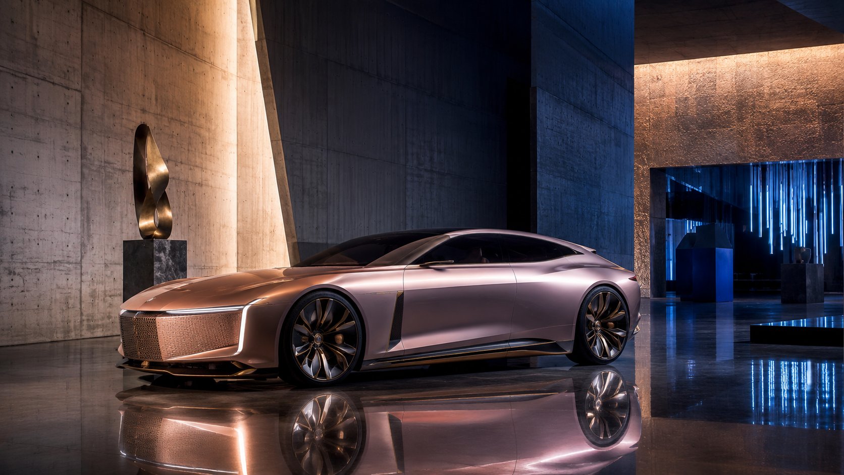 Automóvel elétrico conceitual de luxo representando o reposicionamento da Jaguar