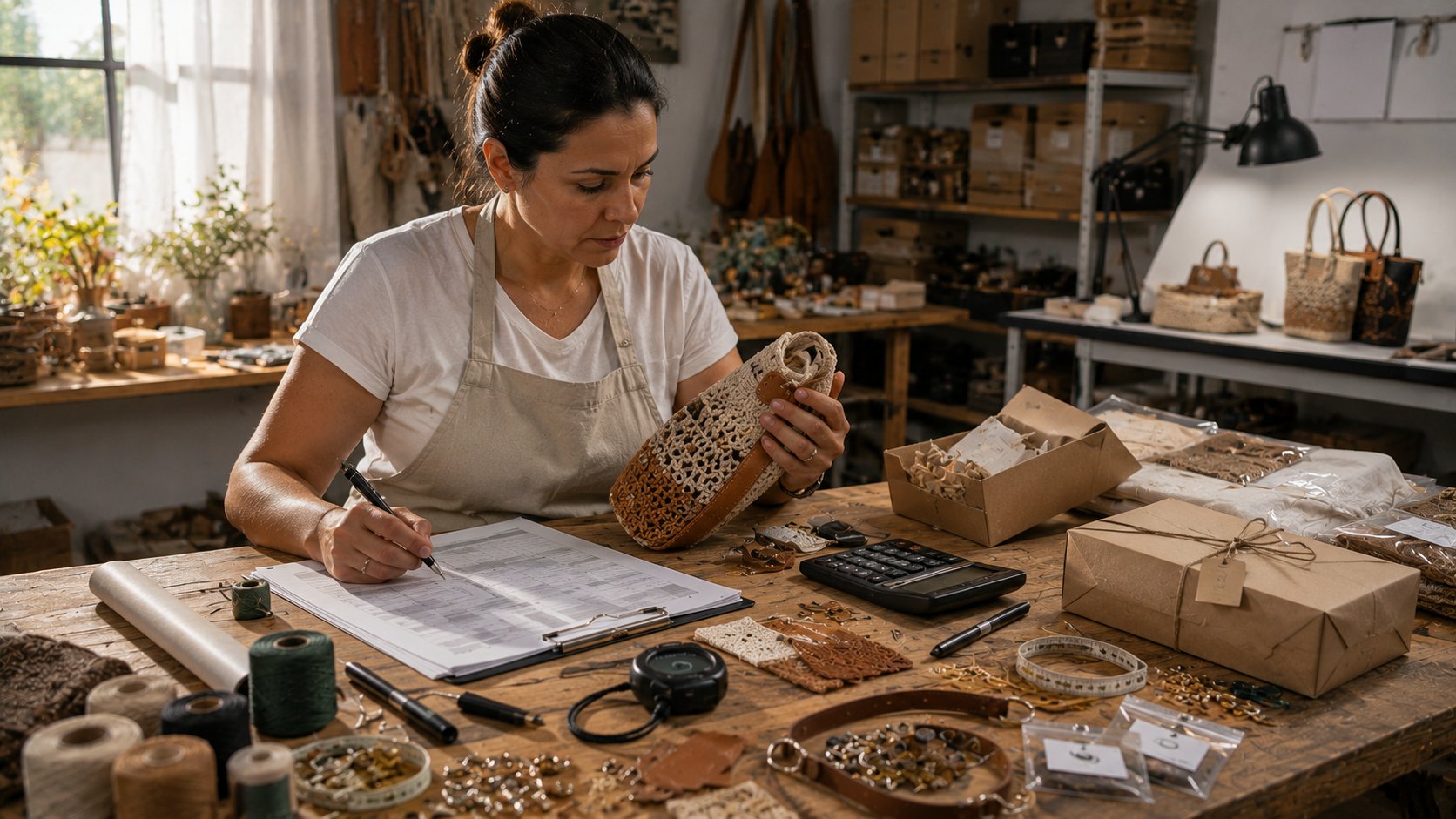 Sócia-administradora calculando o pró-labore com dados financeiros da empresa