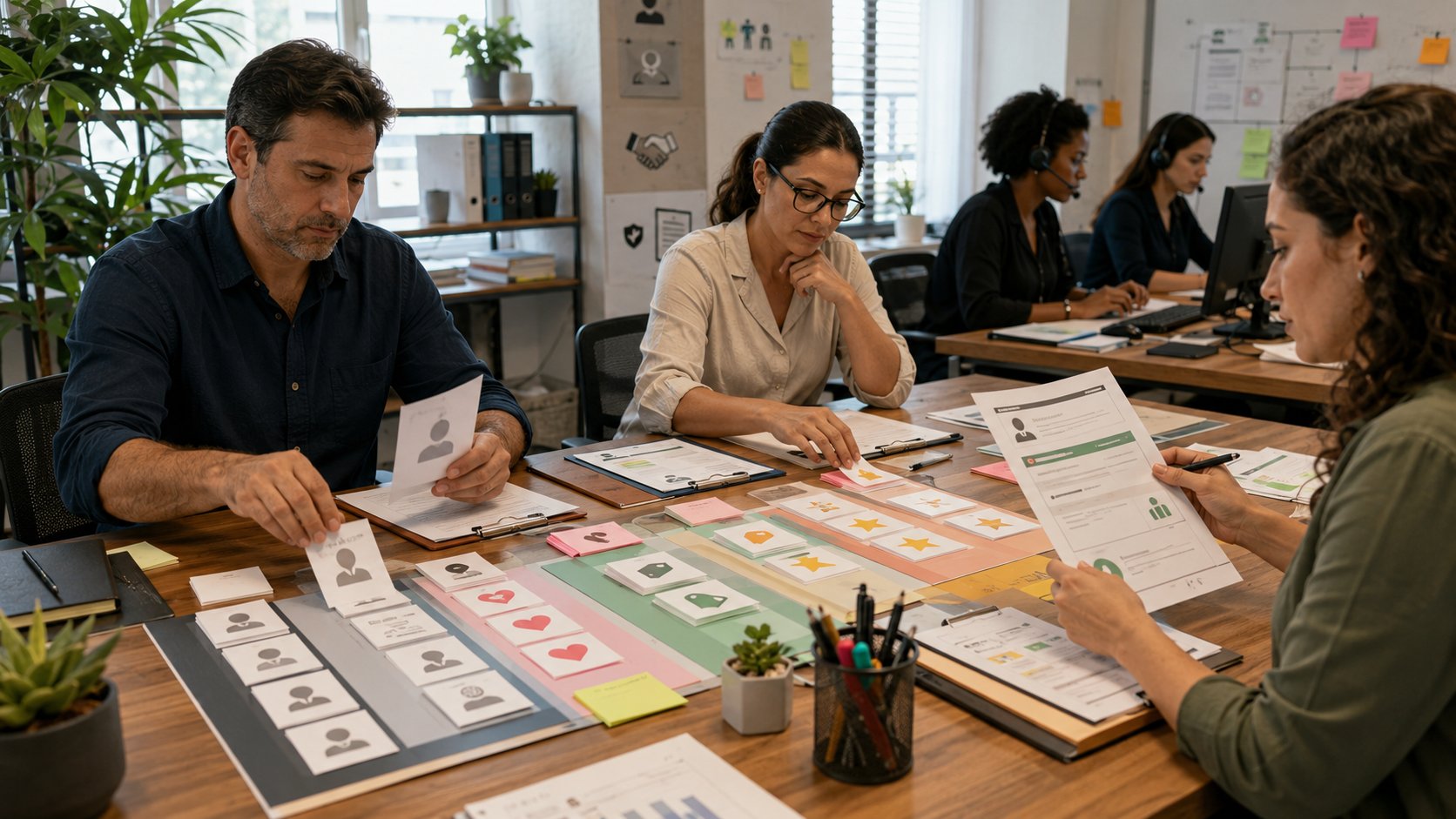 Equipe planejando um chatbot para WhatsApp com automação e atendimento humano