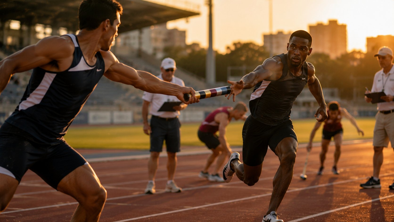 Corrida de revezamento representando a continuidade do follow-up comercial