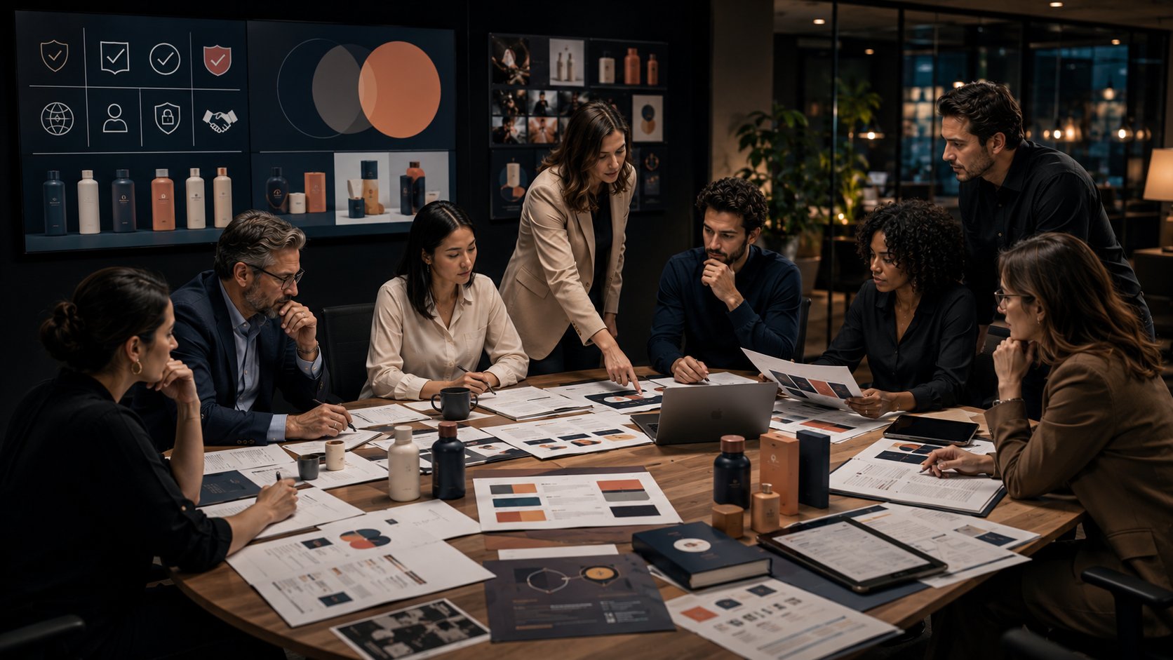 Equipe analisando vendas, percepção de marca e ROI de uma collab