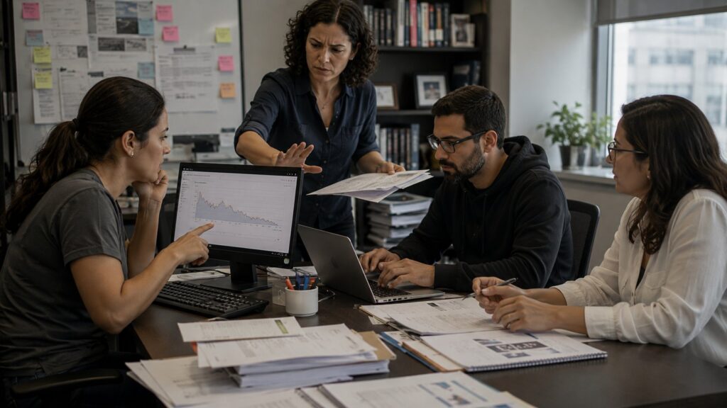 Equipe investigando queda de tráfego após uma atualização principal do Google