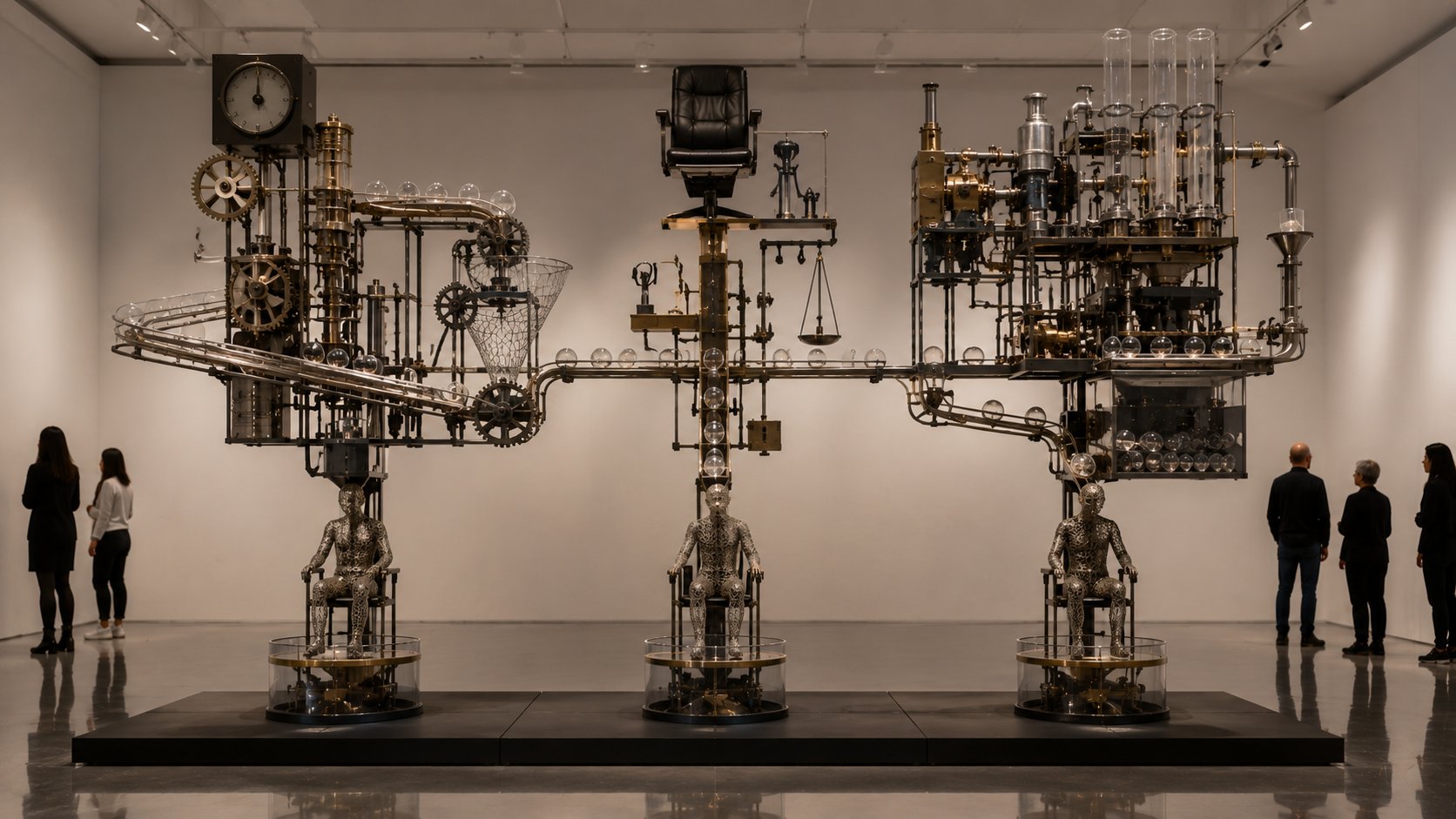 Escultura cinética diferenciando salário, pró-labore e distribuição de lucros