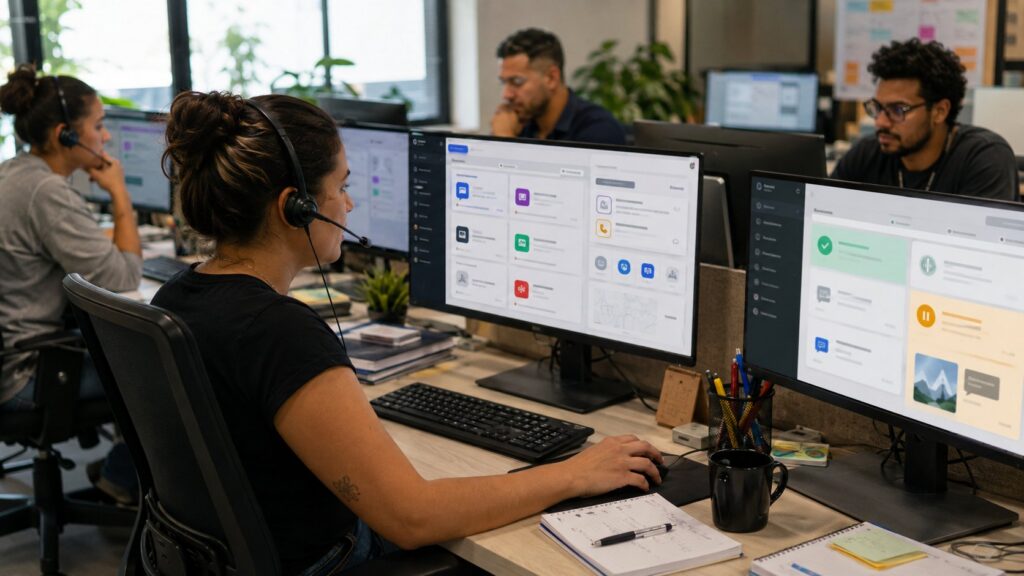 Assistente de IA organizando atendimento no WhatsApp antes da transferência para uma pessoa-->
