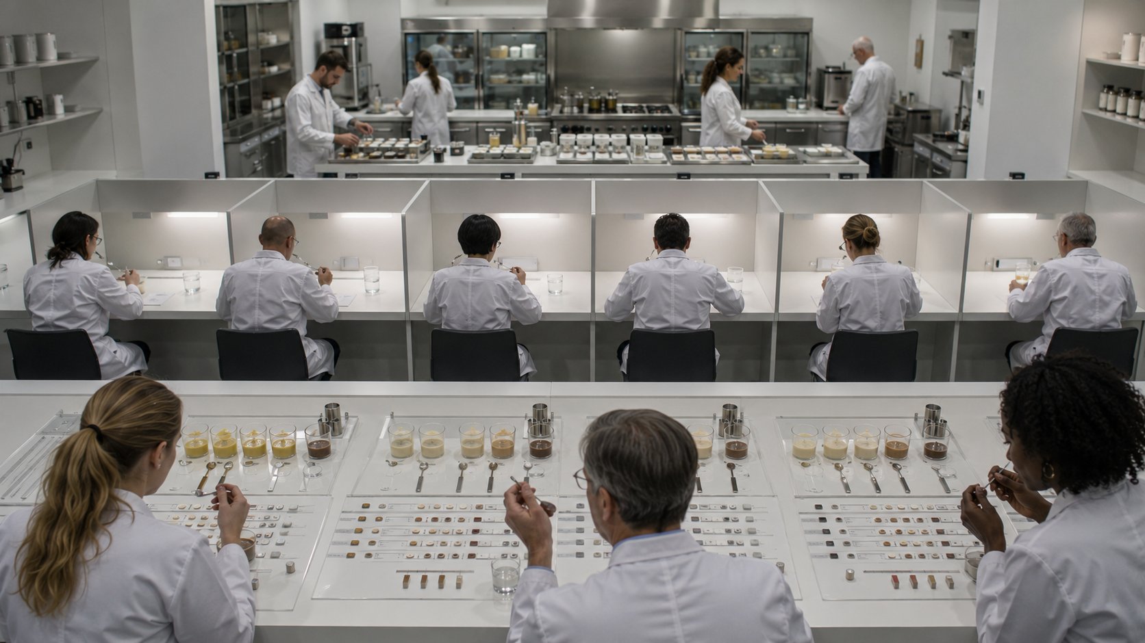 Laboratório de materiais representando testes de segurança, limites e resistência de sistemas de IA no atendimento