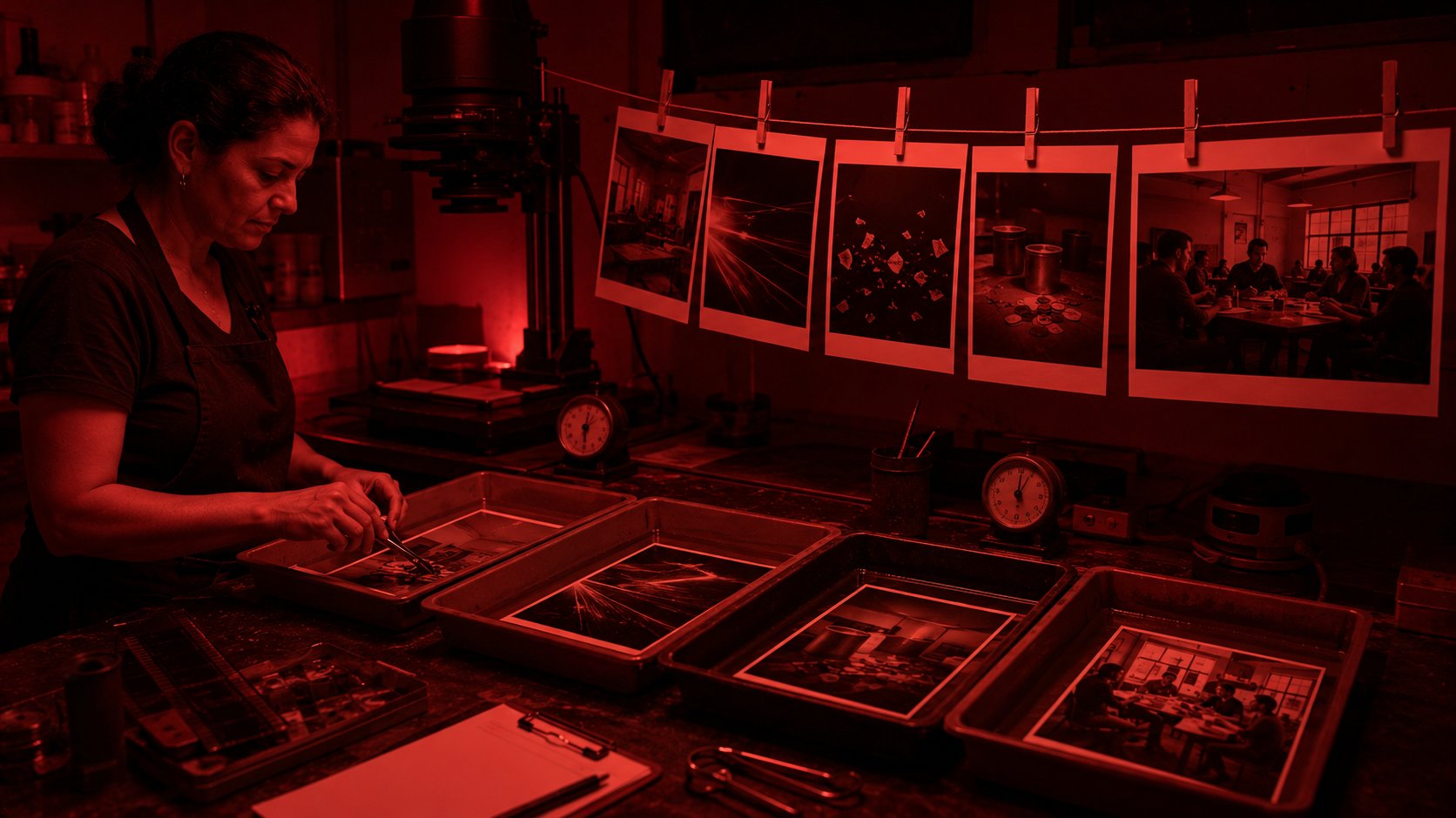 Laboratório fotográfico monitorando o desenvolvimento dos resultados de um projeto de IA