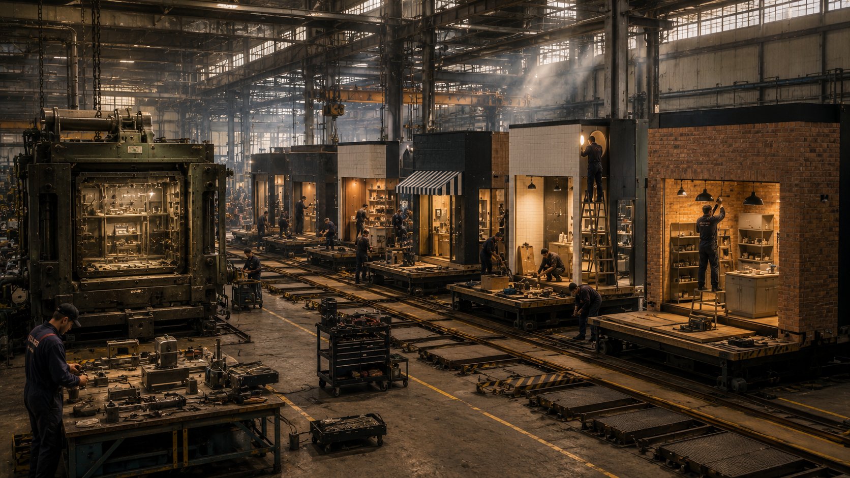 Oficina industrial reproduzindo unidades de franquia a partir do mesmo sistema