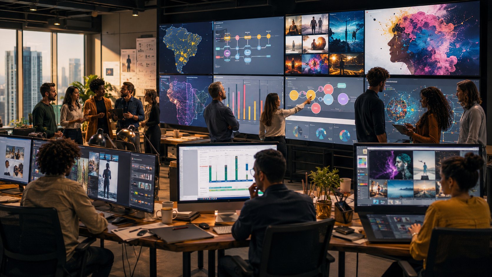 Painel abstrato representando o ranking Cenp-Meios das maiores agências de publicidade do Brasil