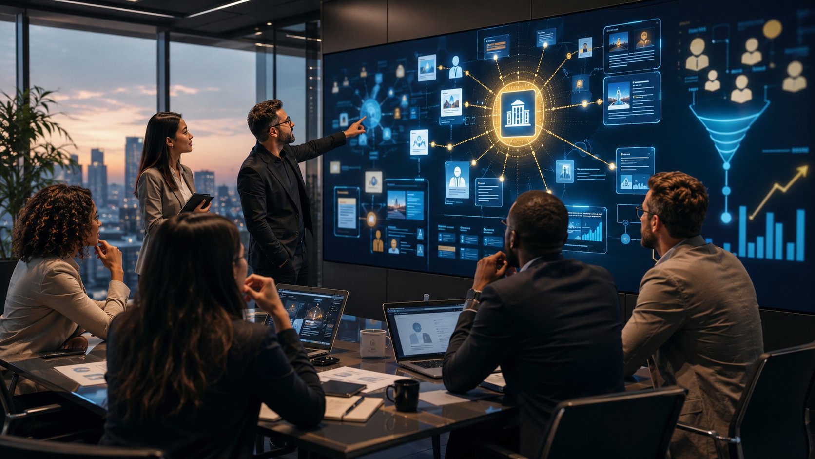 Painel mostrando crescimento do tráfego de inteligência artificial e conversão de clientes