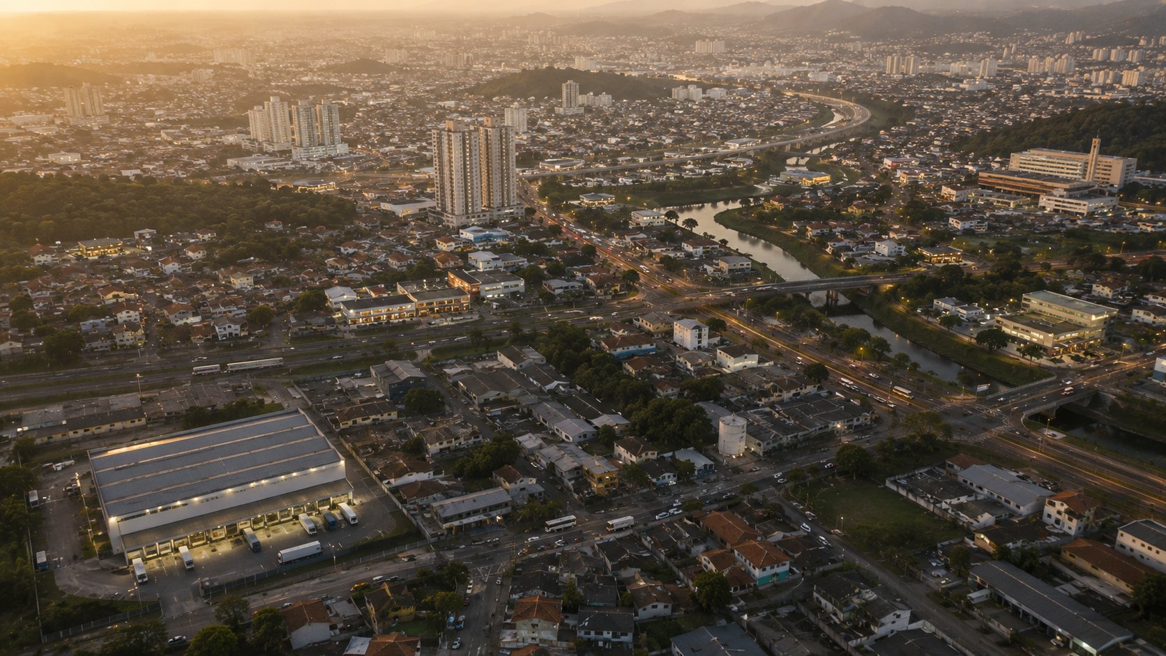 Paisagem urbana real mostrando limites e sobreposição de territórios de franquias
