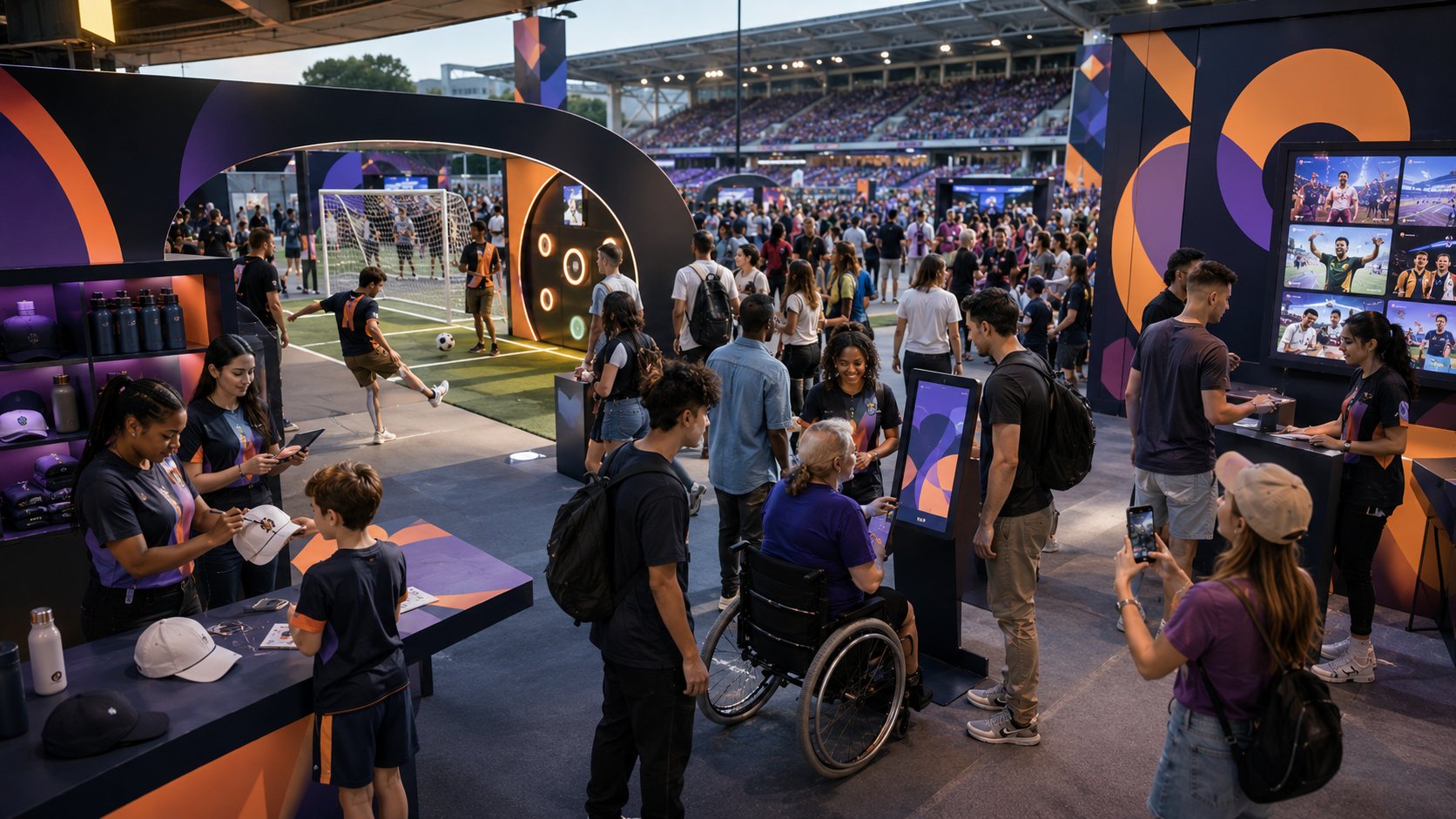 Torcedores participando de uma ativação de marketing esportivo promovida por uma marca