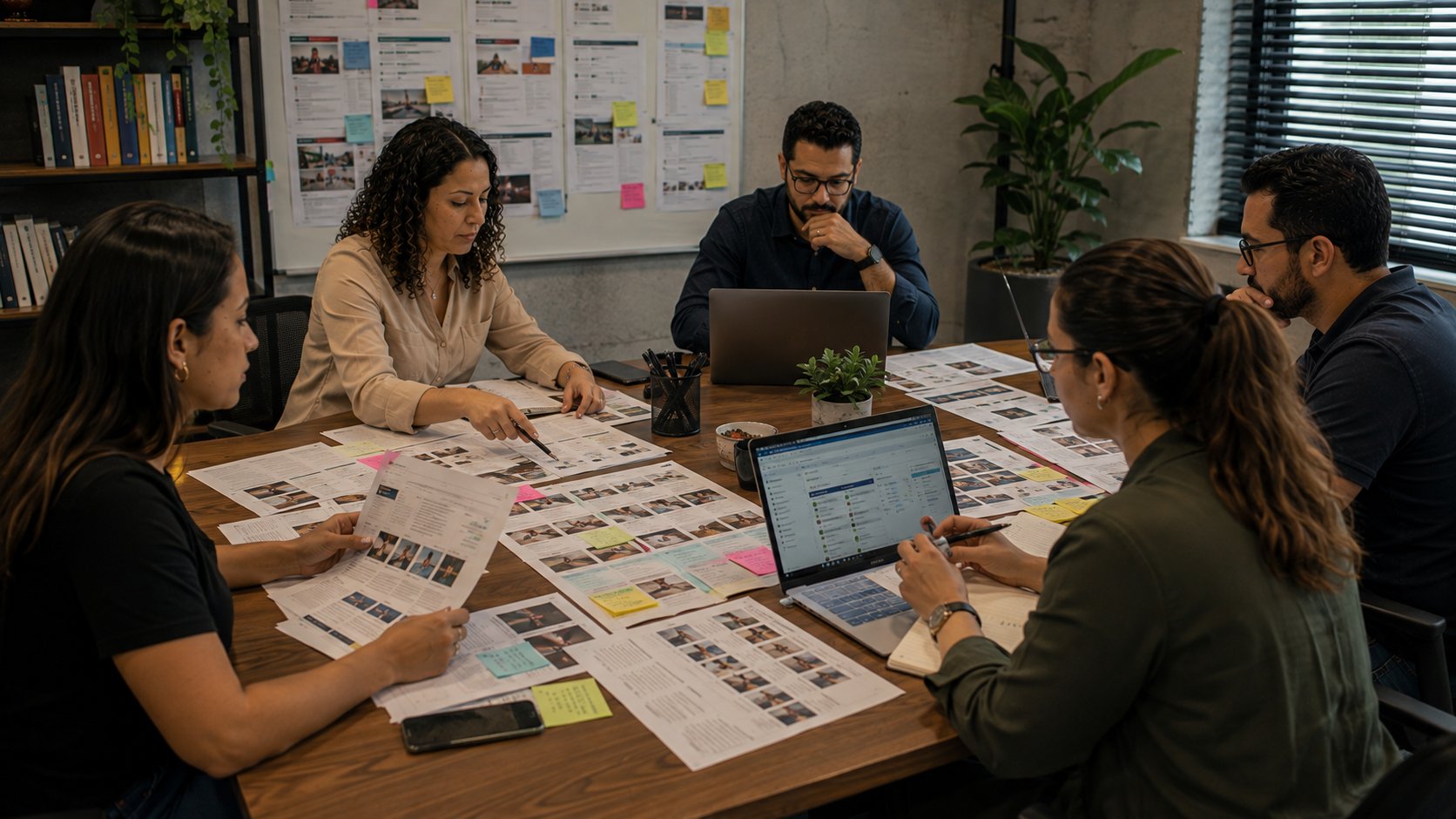 Equipe separando conteúdos evergreen, notícias, tendências e páginas que precisam de atualização