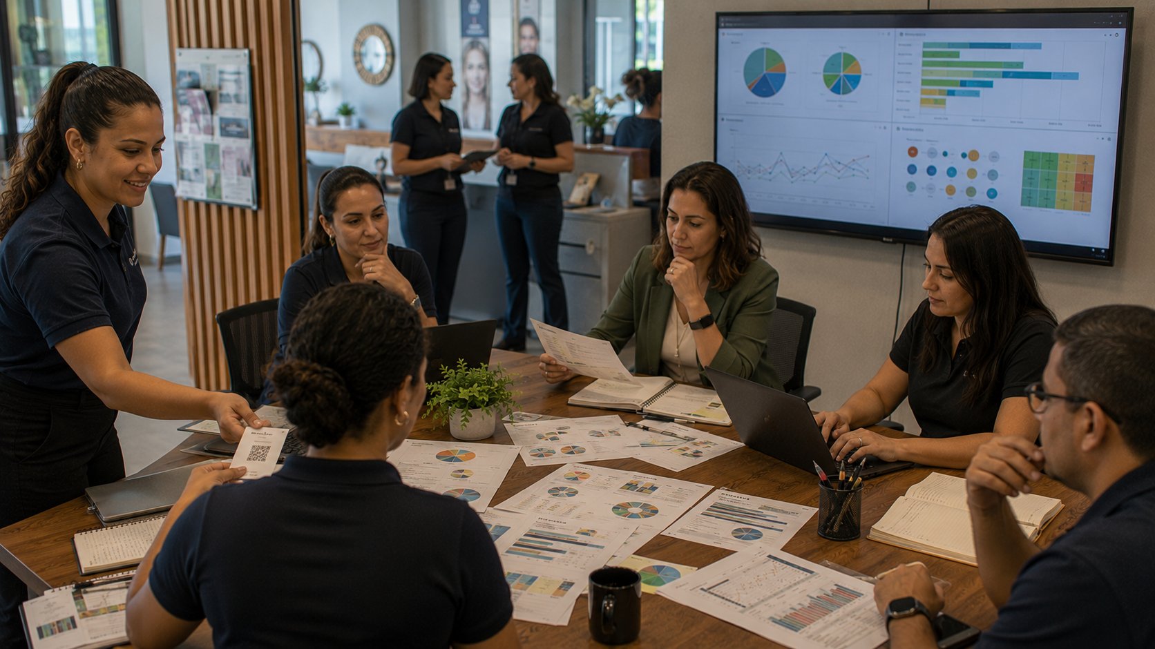 Equipe solicitando avaliações genuínas, respondendo clientes e corrigindo problemas recorrentes