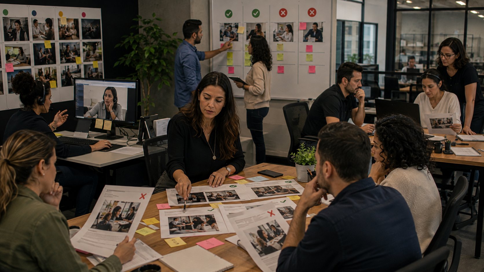 Equipe testando como o arquétipo de marca aparece em atendimento, produto e comunicação